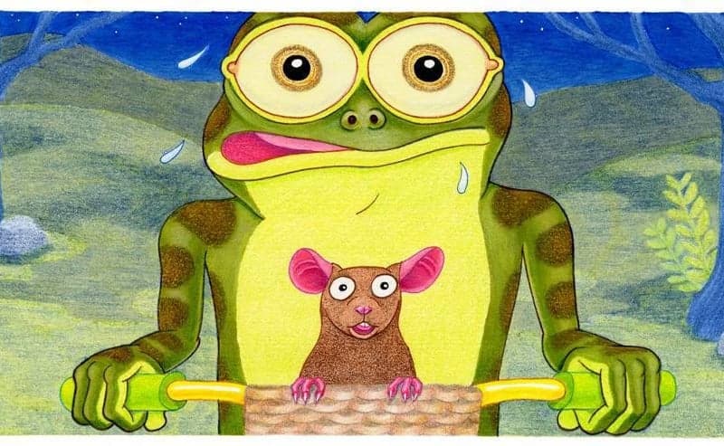 Frog and Mouse on a bike